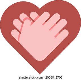 Self-care logo. Hands on heart. International self-care day