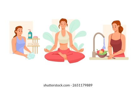 SelfCare Practices Incorporating Meditation, Skincare, and Healthy Eating into Daily Life