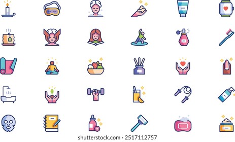 Selfcare routine icon pack High-Quality Vector Icons Collection with Editable Stroke. Ideal for Professional and Creative Projects.