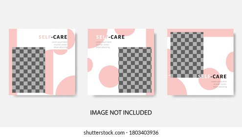 Self-care social media post template with pink color, geomatric style