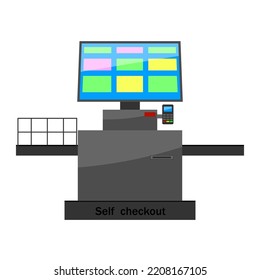 Self-checkout for concept design. Self-service. Digital computer technology concept. Vector illustration. Stock image. 