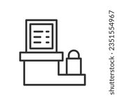 Self-checkout counter, linear icon. Line with editable stroke