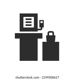 Self-checkout icon. Monochrome black and white symbol