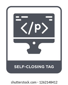 self-closing tag icon vector on white background, self-closing tag trendy filled icons from Technology collection, self-closing tag simple element illustration