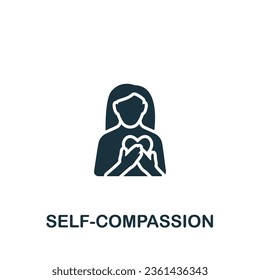 Self-compassion icon. Monochrome simple sign from mental health collection. Self-compassion icon for logo, templates, web design and infographics.