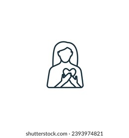 Self-compassion outline icon. Monochrome simple sign from mental health collection. Self-compassion icon for logo, templates, web design and infographics.