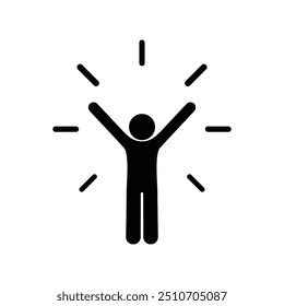 self-confidence icon, motivation  illustration, symbol life skills,  successful person, stick figure human silhouette isolated on transparent