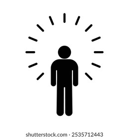 Selbstvertrauen Symbol, Motivationsgrafik, Symbol Lebensfähigkeit, erfolgreiche Person, Strichfigur menschliche Silhouette einzeln auf transparentem Hintergrund	
