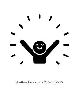 self-confidence icon, motivation illustration, symbol life skills, happy guy, successful person, stick figure human silhouette isolated on transparent