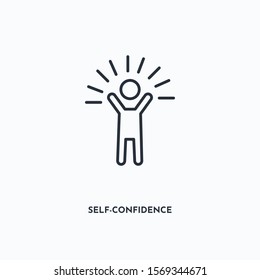 Self-Confidence outline icon. Simple linear element illustration. Isolated line Self-Confidence icon on white background. Thin stroke sign can be used for web, mobile and UI.