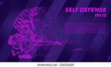 Self-defense of pink glowing dots. Particle self-defense. Vector illustration