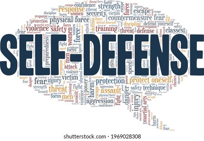 Selfdefense Vector Illustration Word Cloud Isolated Stock Vector 