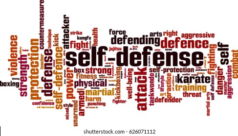 Self-defense word cloud concept. Vector illustration