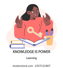 Self-development. Increasing of individual or professional competencies and skills. Self-motivation and efficacy. Personal improvement, soft skills development. Flat vector illustration