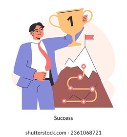 Self-development. Increasing of individual or professional competencies. Self-motivation and efficacy towards success. Personal improvement, soft skills development. Flat vector illustration