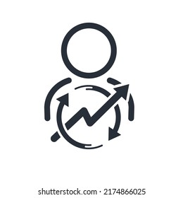 Self-development. Vector linear icon isolated on white background.