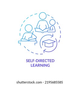 Self-directed learning blue gradient concept icon. Child development basic abstract idea thin line illustration. Intrinsic motivation. Isolated outline drawing. Myriad Pro-Bold font used