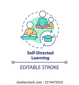 Self-directed learning concept icon. Child development basic abstract idea thin line illustration. Encourage learning. Isolated outline drawing. Editable stroke. Arial, Myriad Pro-Bold fonts used