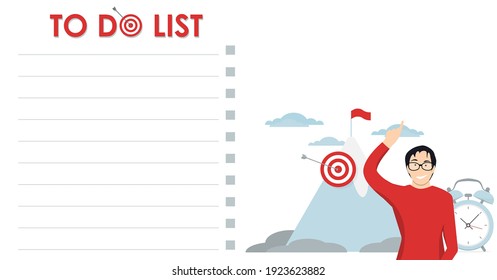 Self-discipline concept, to-do list. Climbing to the top concept. Vector illustration flat design, eps 10