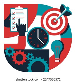 Self-discipline for successful time management and business strategy. Abstract geometric vector pattern