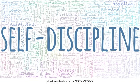 Self-Discipline vector illustration word cloud isolated on a white background.