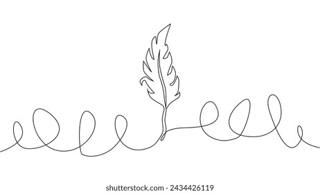 Self-drawing of continuous drawing of one line of feathers