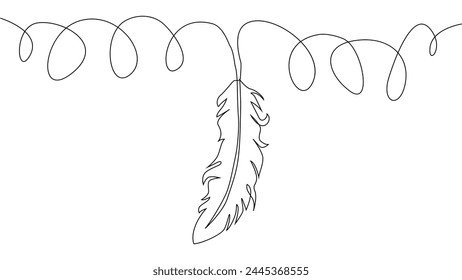 Self-drawing of continuous drawing of one line of feathers