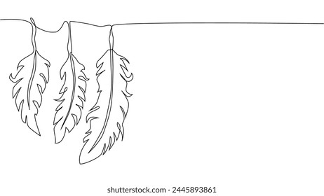 Self-drawing of continuous drawing of one line of feathers