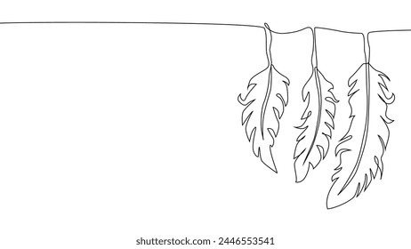 Self-drawing of continuous drawing of one line of feathers