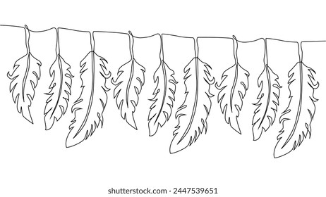 Self-drawing of continuous drawing of one line of feathers