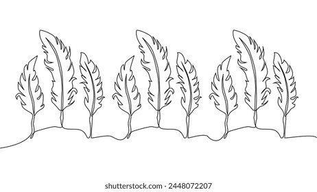 Self-drawing of continuous drawing of one line of feathers