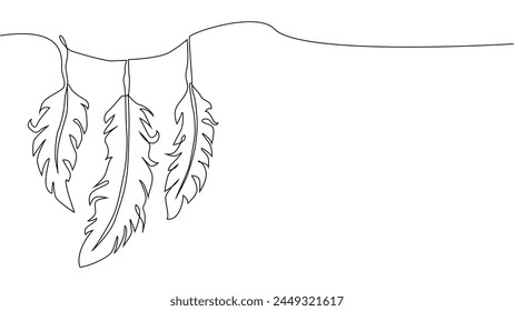Self-drawing of continuous drawing of one line of feathers