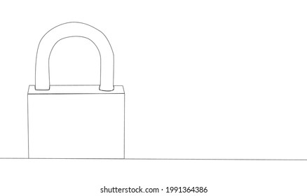 Self-drawing with one line of a closed padlock on a white background. Unlock sign.