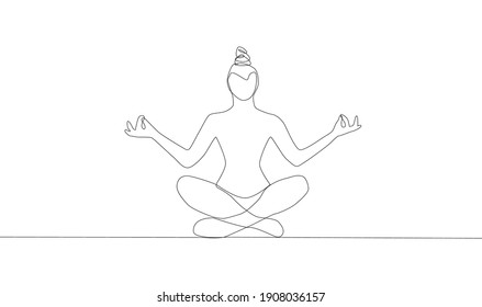 Self-drawing a simple animation of one continuous exercise of drawing one line, a person takes up yoga, a healthy lifestyle, health, sport, fitness