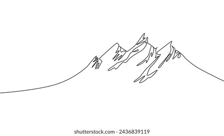 Self-drawing a simple animation of one continuous drawing of one line of Christmas trees, forests on the background