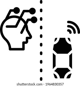 Selbstfahrendes Auto Künstliche Intelligenz Konzept, Erkennung und Verfolgung Vectorglyph Icon Design, Autonome fahrerlose Fahrzeugsymbole, Robo-Autosigne, automatisierte Steuersystem-Stockillustration