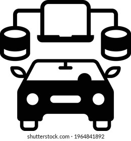 Self-driving Car Data Storage Concept Vector Icon Design, Autonomous driverless vehicle Symbol, Robo car Sign, Automated driving system stock illustration