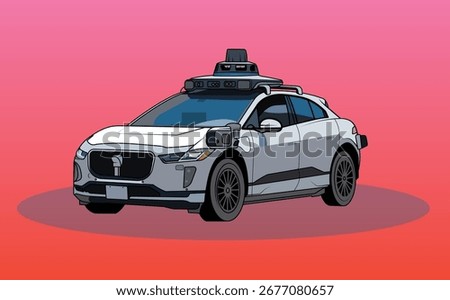Self-Driving Car isolated vector illustration