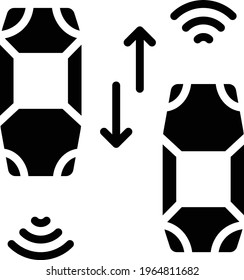 Self-driving Car Lane Assist Concept  Vector Glyph Icon Design, Autonomous driverless vehicle Symbol, Robo car Sign, Automated driving system stock illustration