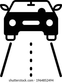 Self-driving Car Road or Track Concept, Autopilot Direction Vector Glyph Icon Design, Autonomous driverless vehicle Symbol, Robo car Sign, Automated driving system stock illustration 