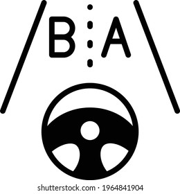 Autopilot Lane Assist Vector Glyph Icon Design, Autonome fahrerlose Fahrzeugsymbole, Robo-Autosigne, Stockillustration des automatischen Antriebssystems