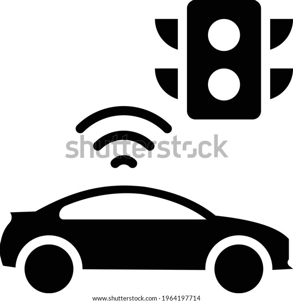Selfdriving Car Traffic Light Detection Recognition Stock Vector