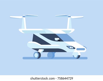 Self-driving flying car or taxi Vector illustration