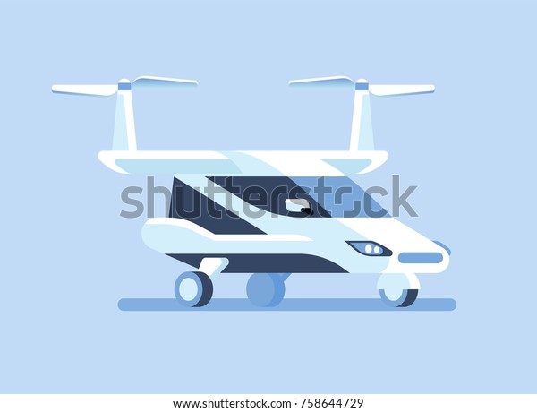 Self-driving\
flying car or taxi Vector\
illustration