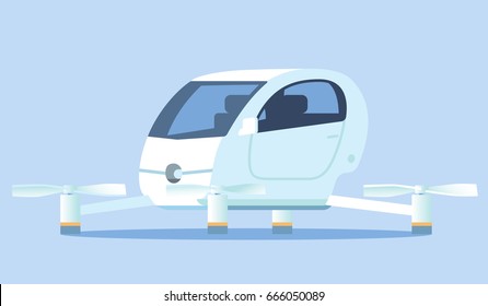 Self-driving flying taxi. Vector illustration