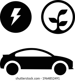 Self-driving Hybrid Car or Eco Mode Concept, Nature Friendly Vector Glyph Icon Design, Autonomous driverless vehicle Symbol, Robo car Sign, Automated driving system stock illustration 