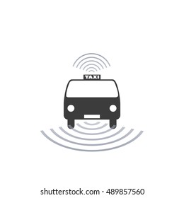 Self-Driving Taxi Design Concept For Logo, Mobile Application UI, Ordering Service - Vector Illustration