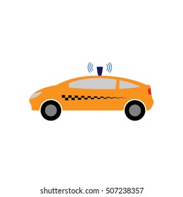 Self-driving taxi vector illustration, future cab