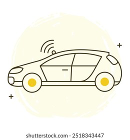 Diseño de íconos de Vector de vehículos autónomos, transporte impulsado por IA, conducción automatizada, innovación de vehículos, transporte futuro, movilidad tecnológica