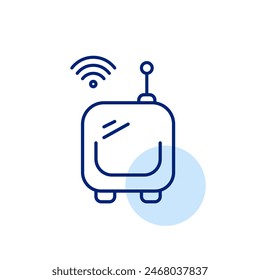 Self-driving vehicle with wi-fi symbol. Pixel perfect, editable stroke icon